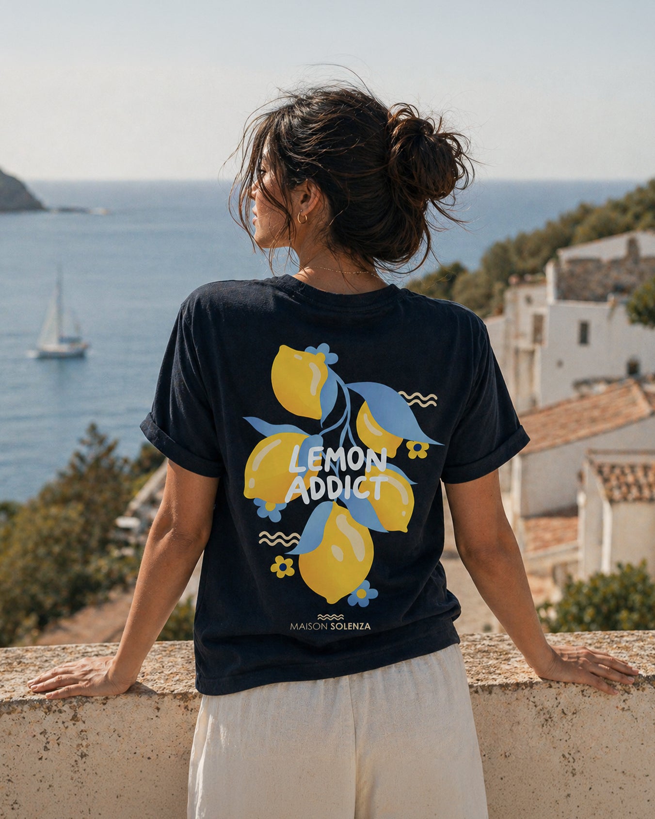 T-shirt Bleu Marine Unisexe Lemon Addict