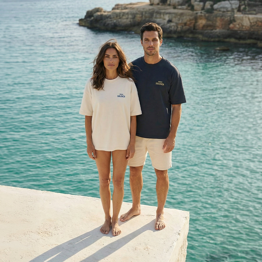 T-shirt Oversize Bleu Nuit Unisexe en coton Bio Épais.